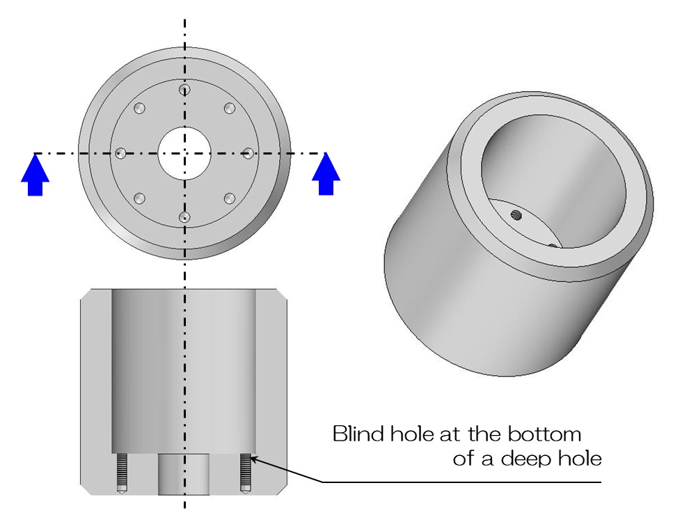 Blind hole at the bottom of a deep hole
